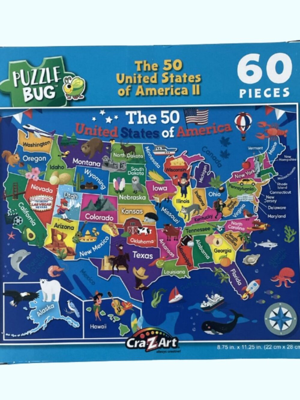 Puzzlebug 50 United States of America II Map Puzzle 60 Pieces Educational